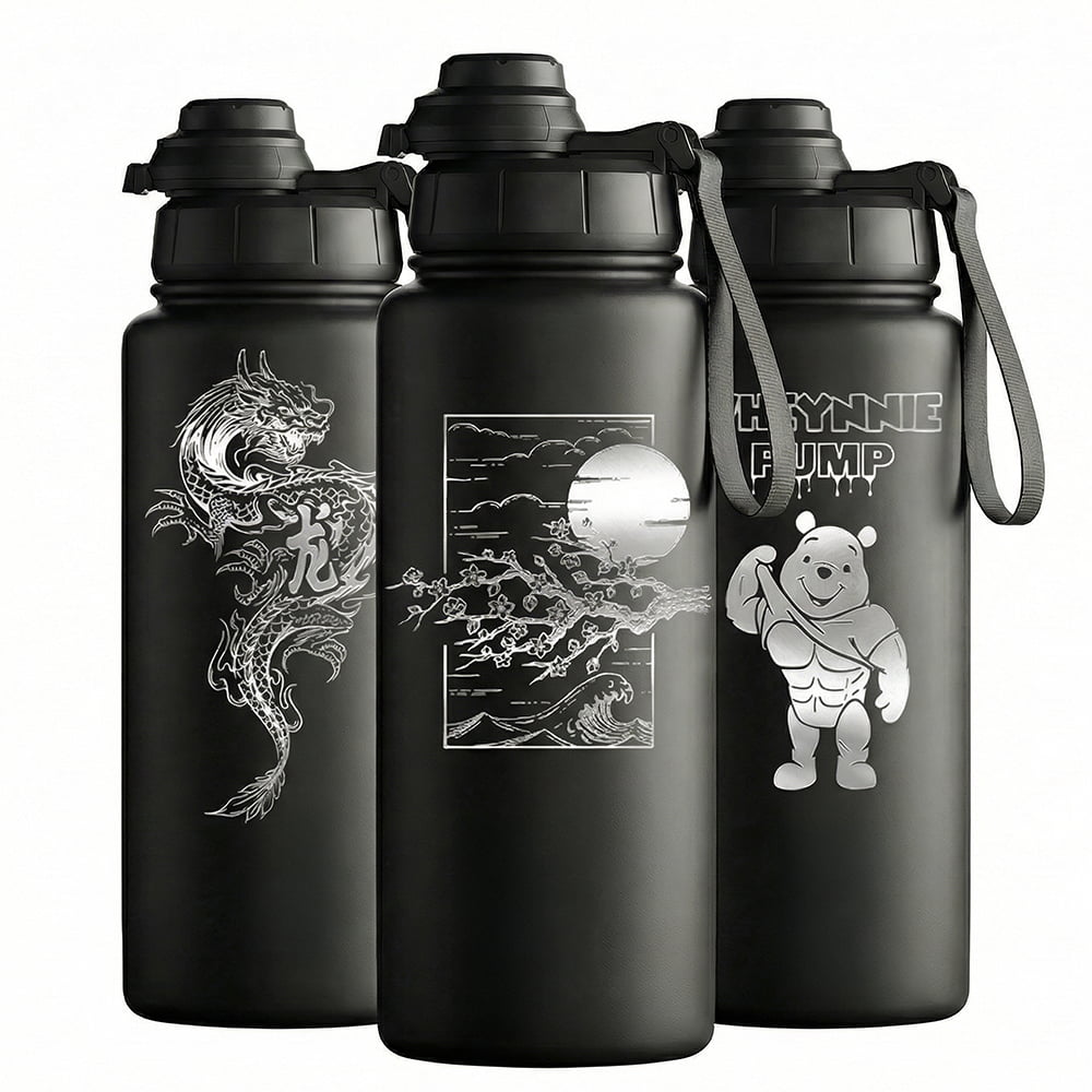 Weg Anime Ästhetik Alu-Wasserflasche – 600 Ml, Weiß, Mit Schraubverschluss