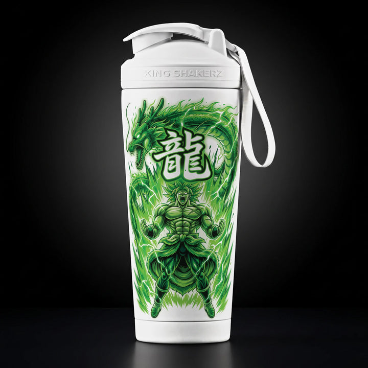 KING SHAKER® AURA – weißer Edelstahl-Shaker mit Farbdruck, Vorderansicht