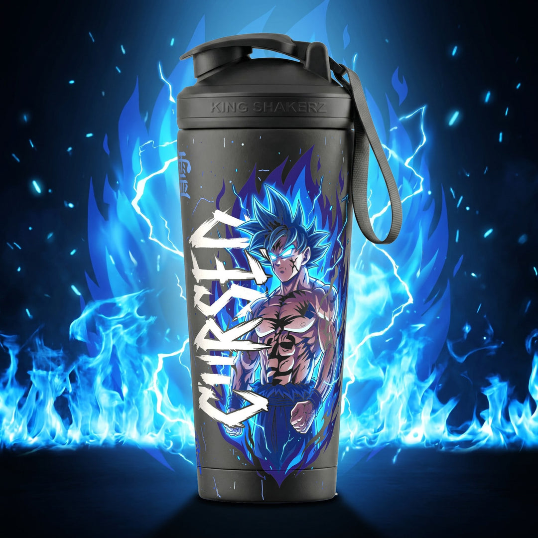 KING SHAKER® CURSED – schwarzer Edelstahl-Shaker mit Halloween-Farbdruck, Halloween-Szene