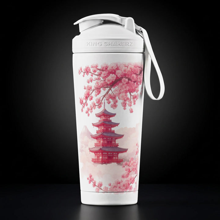 KING SHAKER® FUJISAN – weißer Edelstahl-Shaker mit Farbdruck, Vorderansicht