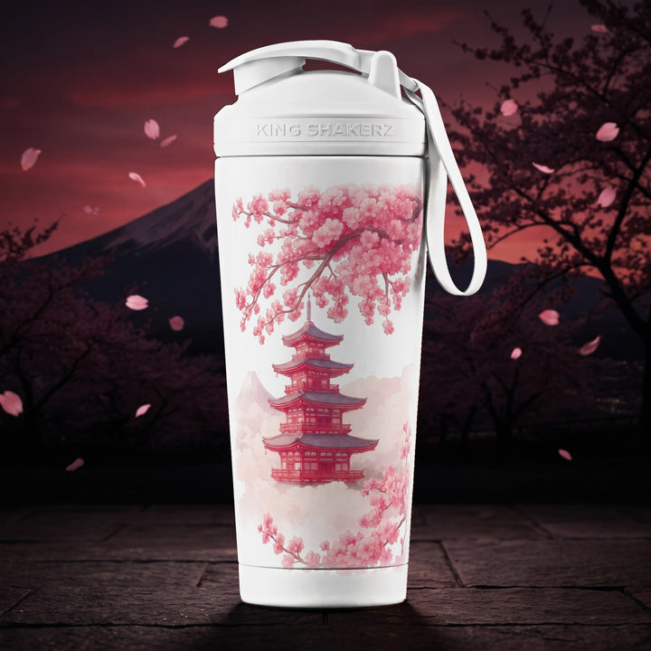 KING SHAKER® FUJISAN – weißer Edelstahl-Shaker mit Farbdruck, Szene