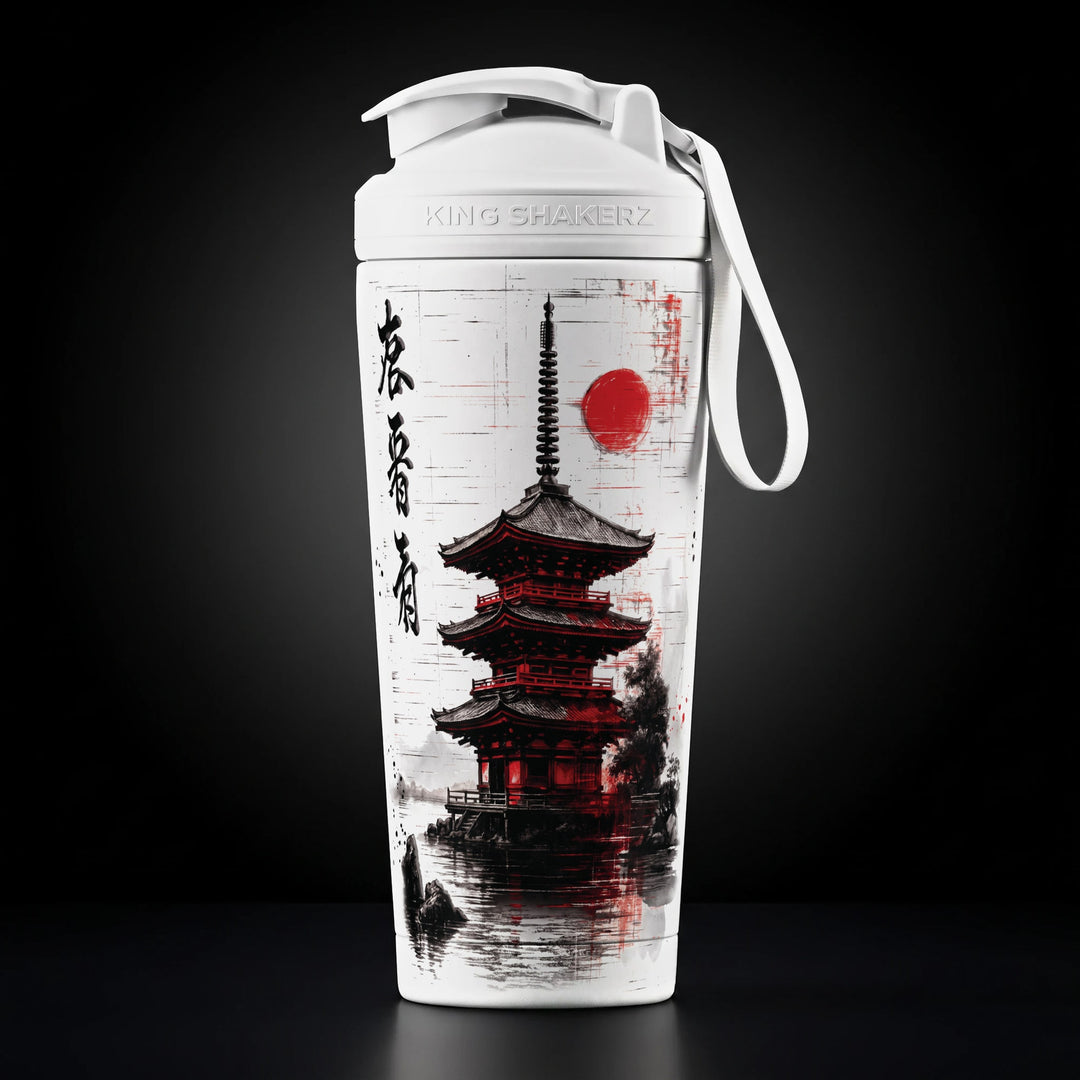 KING SHAKER® KYOJO – weißer Edelstahl-Shaker mit Farbdruck, Vorderansicht