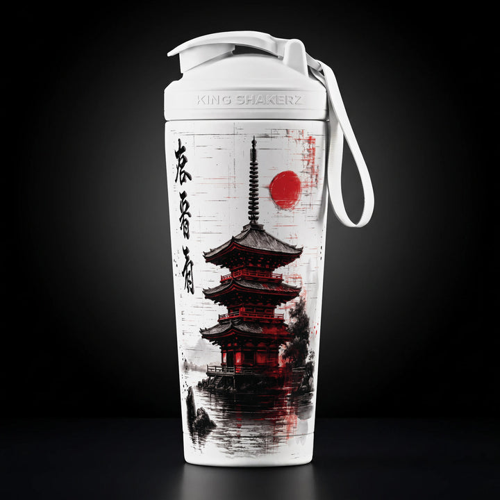 KING SHAKER® KYOJO – weißer Edelstahl-Shaker mit Farbdruck, Vorderansicht