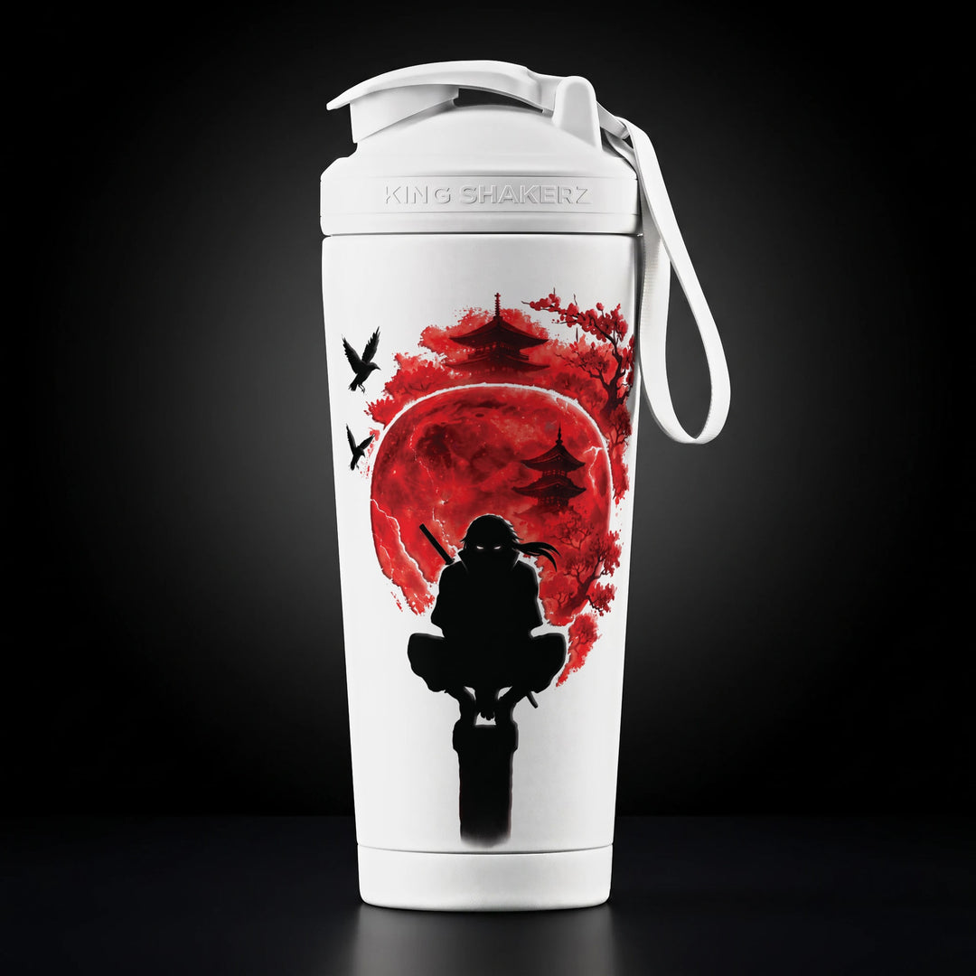 KING SHAKER® NINJA – weißer Edelstahl-Shaker mit Farbdruck, Vorderansicht