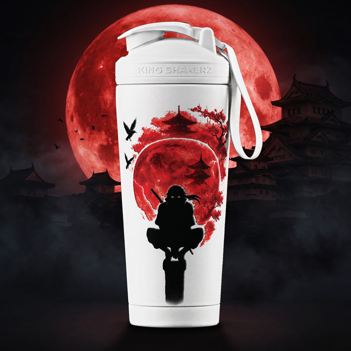 KING SHAKER® NINJA – weißer Edelstahl-Shaker mit Farbdruck, Szene