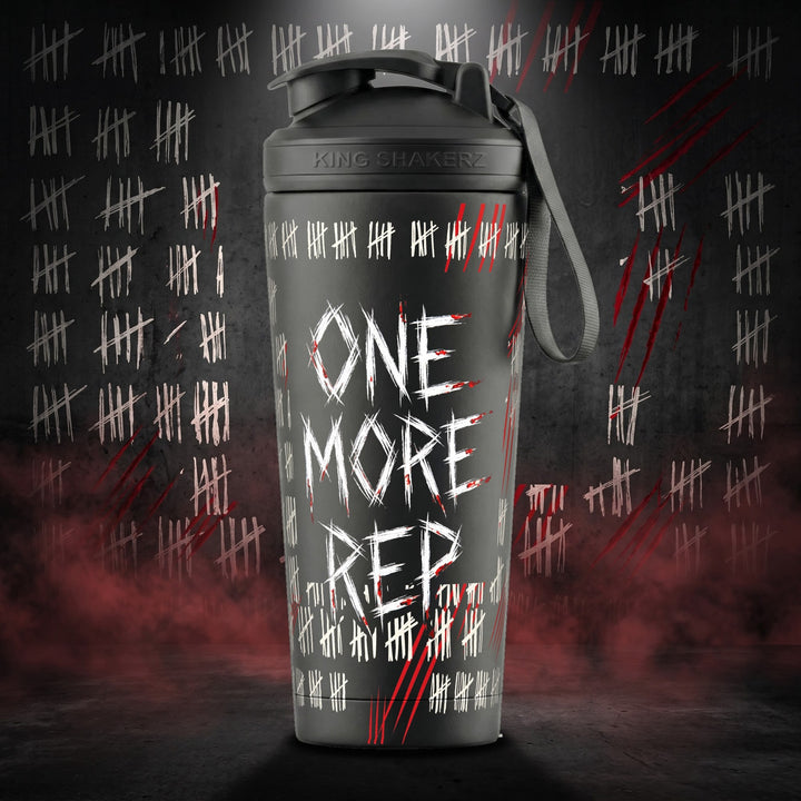 KING SHAKER® ONE MORE REP – schwarzer Edelstahl-Shaker mit Halloween-Farbdruck, Halloween-Szene