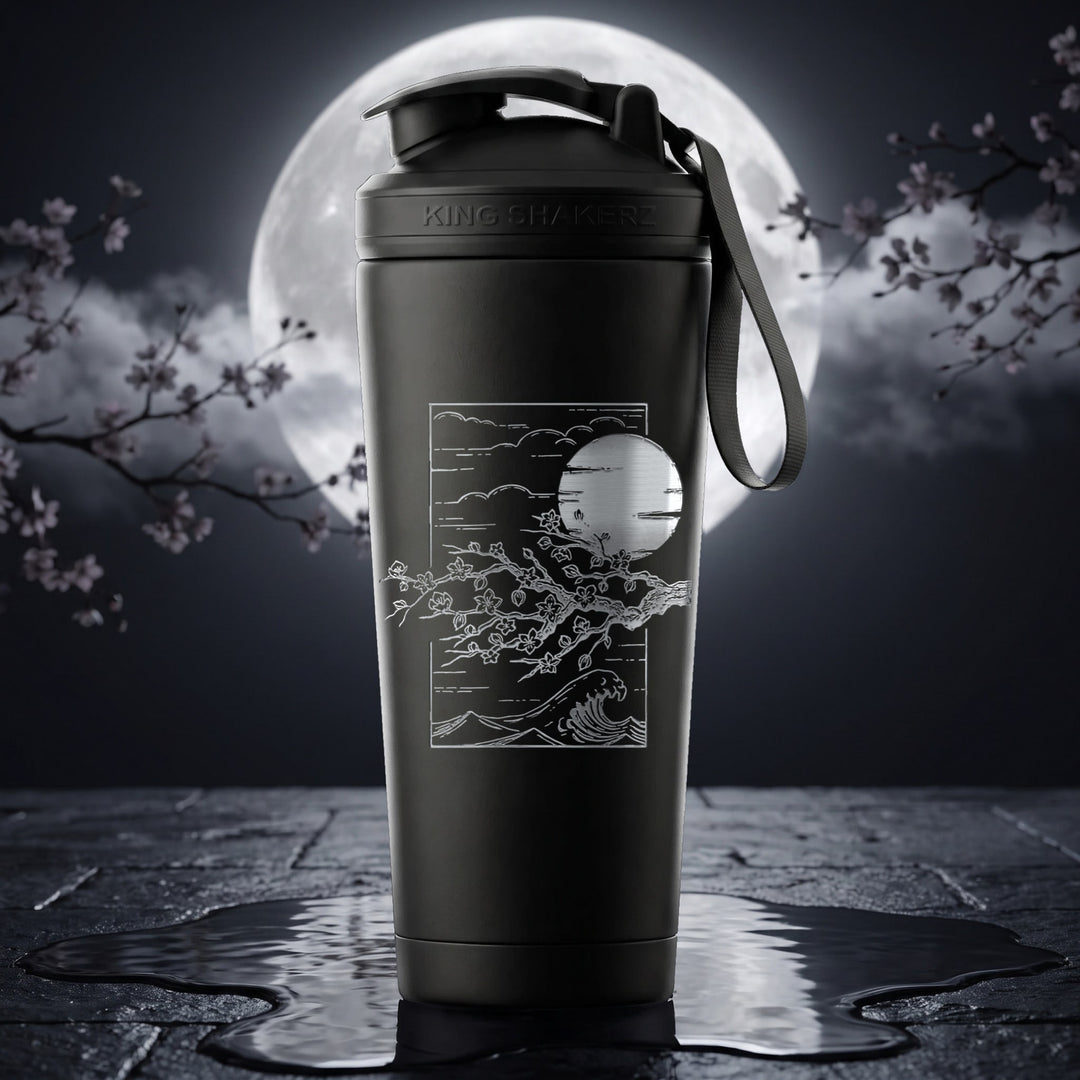KING SHAKER® ANIME TREE – schwarzer Edelstahl-Shaker mit Lasergravur, Szene