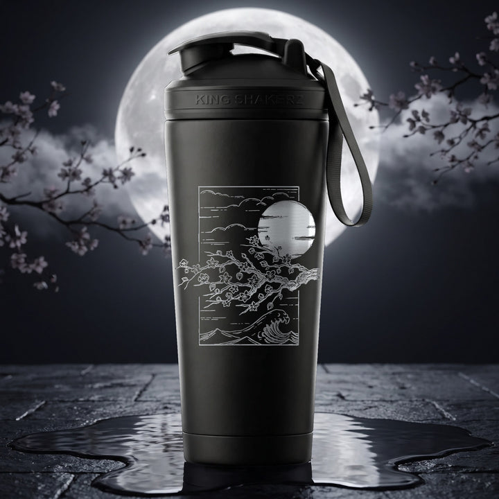 KING SHAKER® ANIME TREE – schwarzer Edelstahl-Shaker mit Lasergravur, Szene