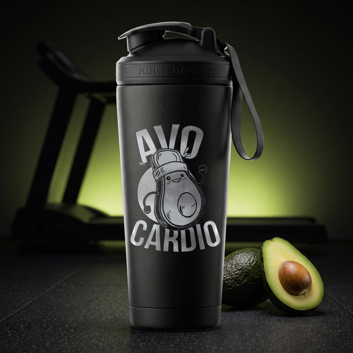 KING SHAKER® AVOCARDIO – schwarzer Edelstahl-Shaker mit Lasergravur, Szene