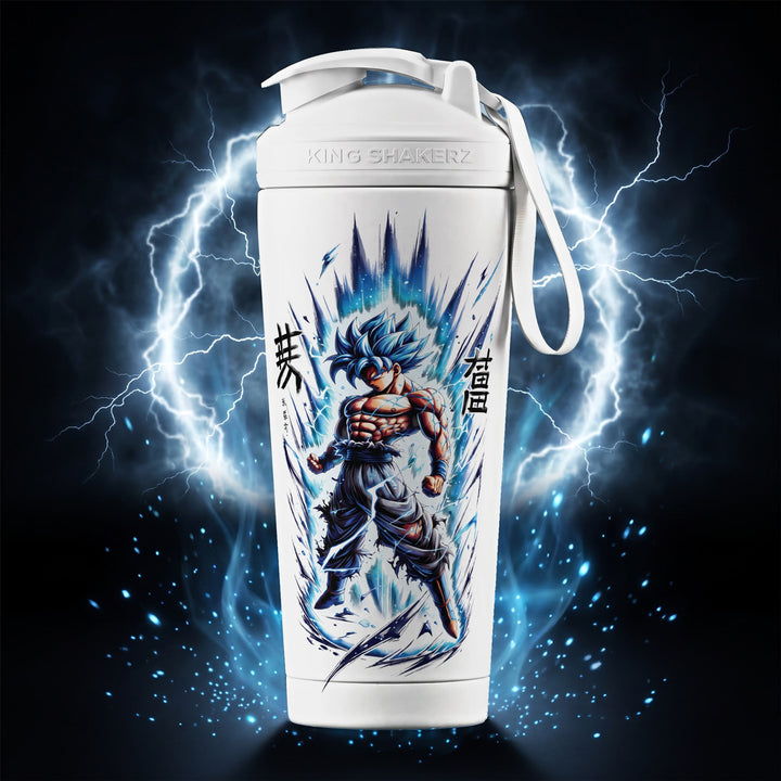KING SHAKER® WARRIOR – weißer Edelstahl-Shaker mit Farbdruck, Szene